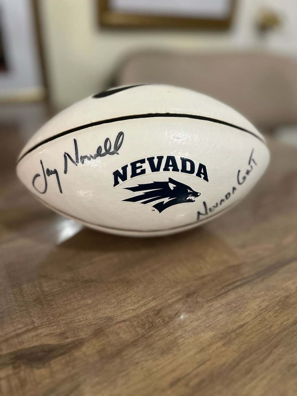 Jay Norvell Autographed Nevada Wolf Pack Nike Small Football